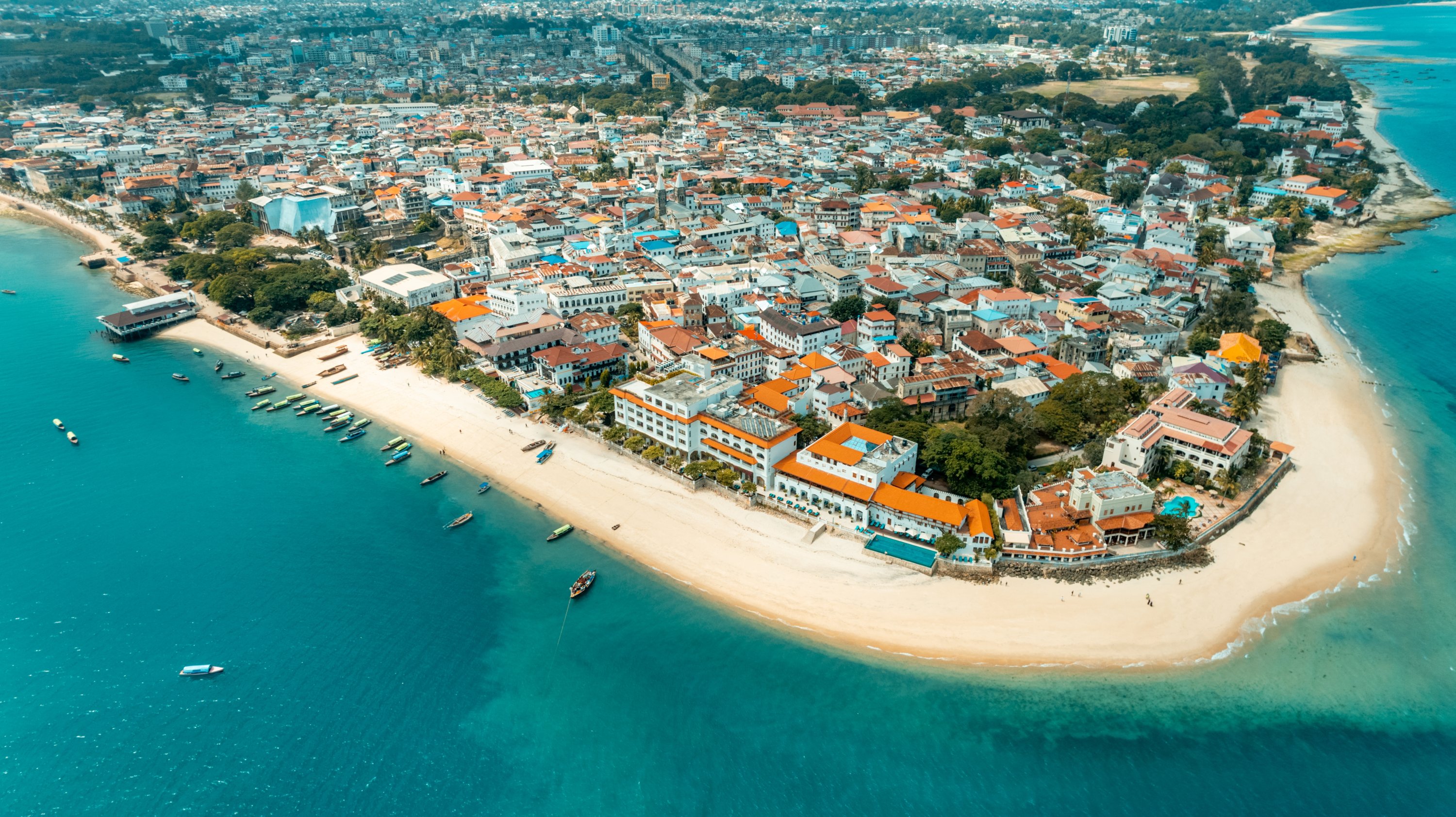 Zanzibar beach with clear blue water